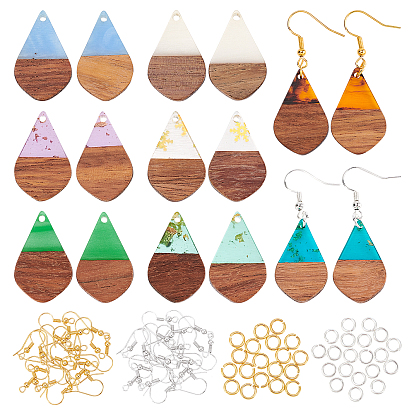 Набор для изготовления серег своими руками, в том числе подвески из смолы и ореха, железные крючки для серег и открытые кольца для прыжков