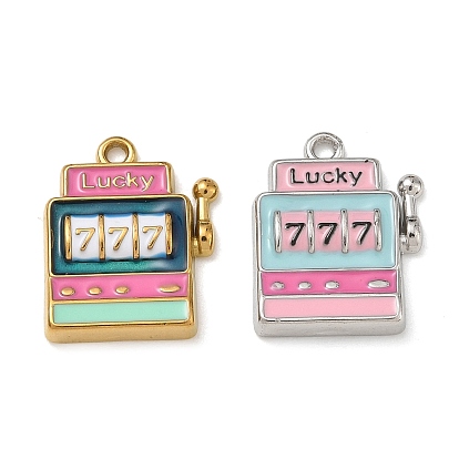 316 Stainless Steel & Enamel Pendants, Slot Machine Charms