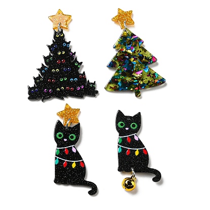 Christmas Themed  Acrylic Pendants, with Iron Findings