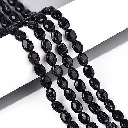 Синтетический синий авантюрин бисер нитей, Плоско-овальные