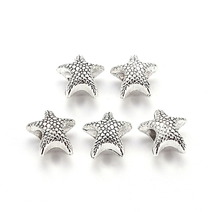 Tibetan Style Alloy European Beads, Large Hole Beads, Cadmium Free & Lead Free, Starfish