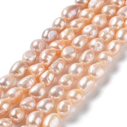 Natural Cultured Freshwater Pearl Beads Strands, Two Side Polished, Grade 3A