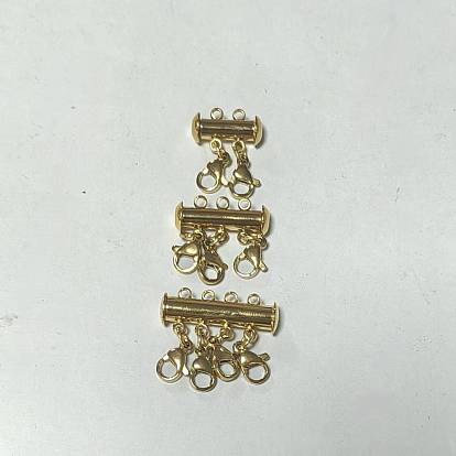 3Pcs 3 Styles 304 Stainless Steel Slide Lock Clasps, with Lobster Claw Clasps