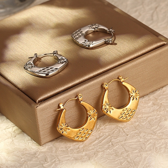 Европейская и американская мода геометрические квадратные серьги-кольца из нержавеющей стали, модный простой высококачественный сенсорный свет роскошь