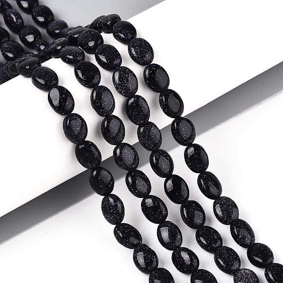 Синтетический синий авантюрин бисер нитей, Плоско-овальные