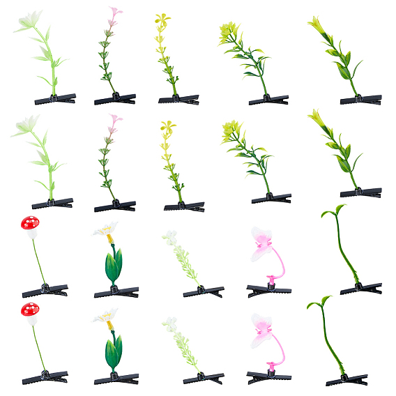 40шт. 10 стилей: пластиковые заколки-крокодилы в виде растений и железные заколки для волос, аксессуары для волос для женщин и девочек