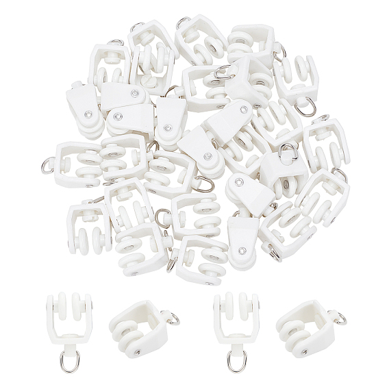 30шт. пластиковые ролики для карнизов, направляющая для драпировки, скользящая направляющая для окон, направляющая для душевой занавески, с алюминиевым кольцом