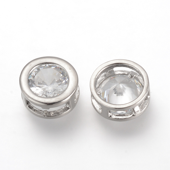 Alloy Cubic Zirconia Pendants, Multi-strand Links, Flat Round