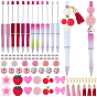 DIY Beadable Pens Making Kits, include 12Pcs 6 Styles Plastic Beadable Pens, 12Pcs 2 Colors Wood European Beads, 12Pcs 6 Styles Food Grade Eco-Friendly Silicone Focal Beads