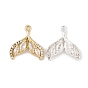 Brass Micro Pave Clear Cubic Zirconia Charms, Long-Lasting Plated, Fishtail