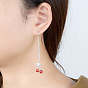 925 Sterling Silver Stud Earrings, Cherry Natural Garnet Ear Thread for Women