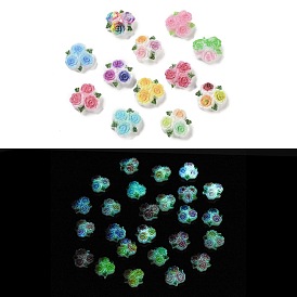 Luminous Resin Decoden Cabochons, Glow in the Dark, Triple Color Flower