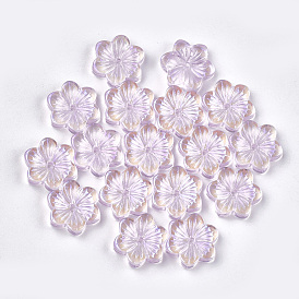 Transparent Glass Beads, AB Color Plated, Flower