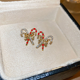 Сплав эмаль серьги, со стразами, шоколадная конфета