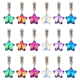 30шт. 6 цвета стекла европейские подвески с подвесками, подвески цвета ab star с большими отверстиями и фурнитурой из сплава, платина