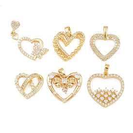Латунные микро проложить кубического циркония подвески, сердце прелести
