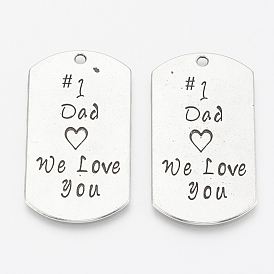 Tibetan Style Alloy Pendants, Cadmium Free & Lead Free, Rectangle with Word
