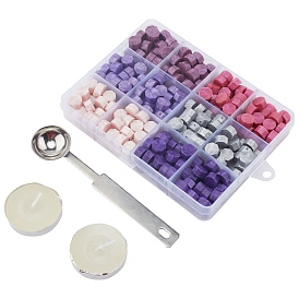 CRASPIRE DIY Scrapbook Crafts, Including Sealing Wax Particles, Plastic Bead Containers, Stainless Steel Spoons and Candles