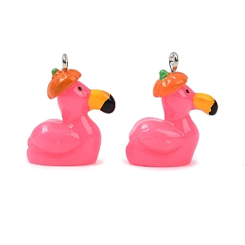 Прозрачные смоляные подвески, форма фламинго, с железной платиной петлей