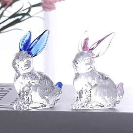 Handmade Lampwork Miniature Rabbit Ornaments, Bunny Figurine Desktop Display Decoration, Home Decoration