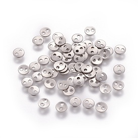 316 Surgical Stainless Steel Buttons, 2-Hole, Flat Round