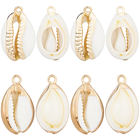 20 шт. 2 цвета гальванизированные подвески из натуральной ракушки каури, подвески в форме ракушек с металлическими элементами, цвет морской раковины