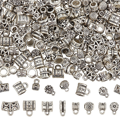 200Stk. 10 Stile Bügelschlaufen aus Legierung im tibetischen Stil, Schleifenbügel, Perlen der Patsche, cadmiumfrei und bleifrei