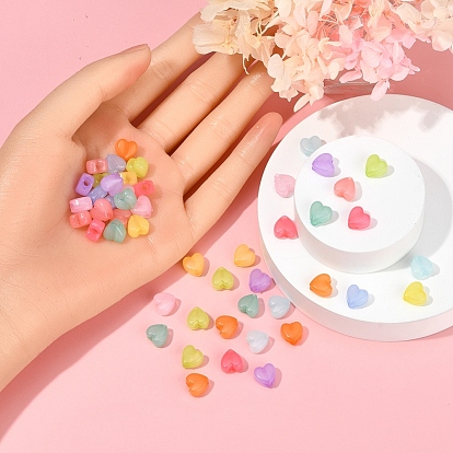 600Pcs 10 Colors Imitation Jelly Acrylic Beads, Heart