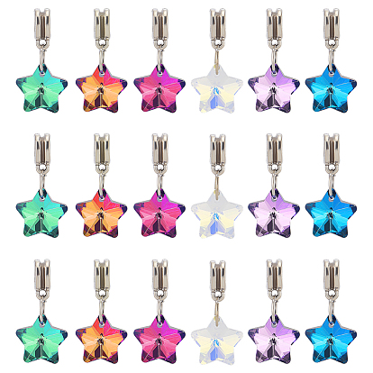 30шт. 6 цвета стекла европейские подвески с подвесками, подвески цвета ab star с большими отверстиями и фурнитурой из сплава, платина