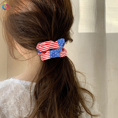 Простые женские резинки для волос с цифровым принтом в виде американского флага, упаковка 2