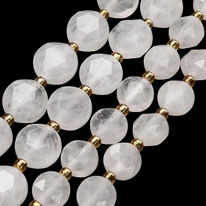 Природных кристаллов кварца бисер нитей, горного хрусталя, граненый шестиугольный разрез, плоско-круглые, с бисером