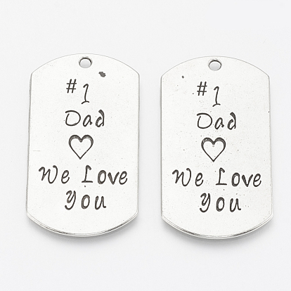Tibetan Style Alloy Pendants, Cadmium Free & Lead Free, Rectangle with Word