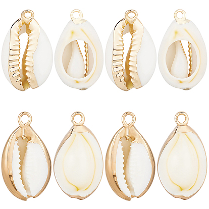 20 шт. 2 цвета гальванизированные подвески из натуральной ракушки каури, подвески в форме ракушек с металлическими элементами, цвет морской раковины