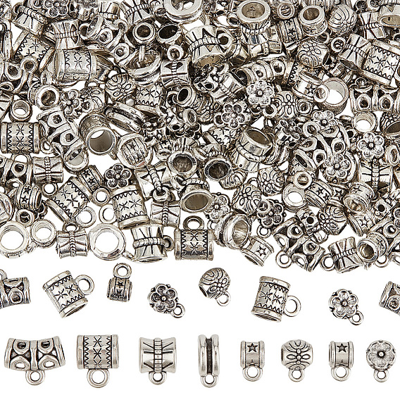 200 pcs 10 styles bélières en alliage de style tibétain, cautions en boucle, Perles renflouer , sans cadmium et sans plomb
