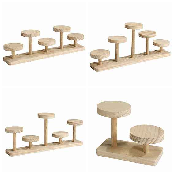 Деревянный круглый поднос, витрина для минифигурок, стойки, деревянная подставка для хранения фигурок