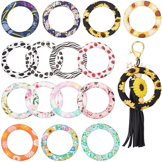 15 шт. 15 цвета, экологически чистые силиконовые подвески пищевого качества, кольцо