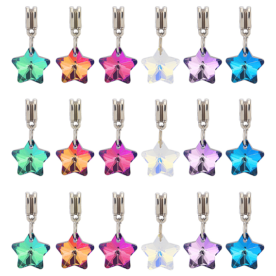 30шт. 6 цвета стекла европейские подвески с подвесками, подвески цвета ab star с большими отверстиями и фурнитурой из сплава, платина