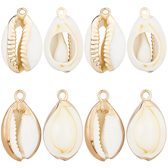 20 шт. 2 цвета гальванизированные подвески из натуральной ракушки каури, подвески в форме ракушек с металлическими элементами, цвет морской раковины