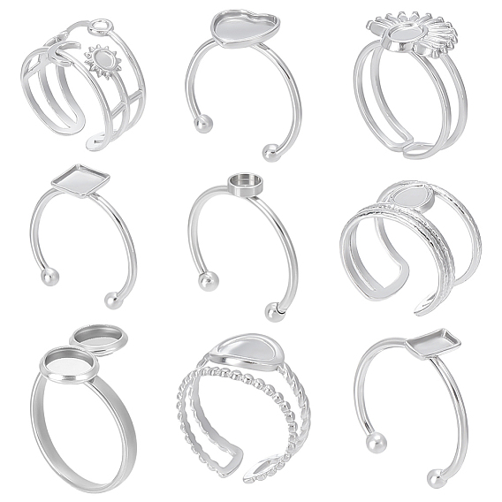 9 шт. 9 стили 201 и 304 фурнитура для открытых манжет из нержавеющей стали, настройка кольца