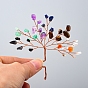 Natural Gemstone Chips Photo Frame Stand, Home Display Decorations, with Rose Gold Plated Brass Wire, Rhombus with Tree