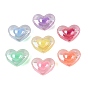 Transparent Plastic Beads, Bead in Bead, Heart, AB Color Plated