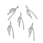 SHEGRACE Brass Micro Pave Cubic Zirconia Peg Bails Pin Pendants, Leaf Charms, for Half Drilled Beads, Cadmium Free & Lead Free & Nickel Free