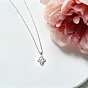 Brass Pave Clear Cubic Zirconia Pendant Necklaces, Rhombus