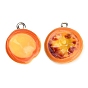 Resin with Alloy Pendants, Imitation Food, Egg Tart Charms, Platinum