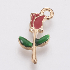 Zinc Alloy Enamel Pendants, Rose