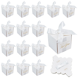 Cajas cuadradas de papel para guardar dulces de boda con cinta