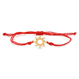 304 Браслеты из нержавеющей стали и подвески для женщин, рука Хамса и солнце