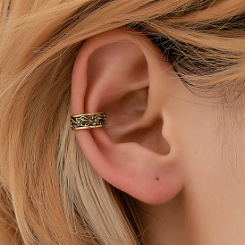 Vintage Ethnic Punk Earrings with U-shaped Ear Cuff and Hollow-out Design
