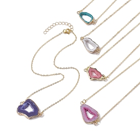 Гальванические ожерелья с подвеской из натурального агата друзы для женщин, Латунные кабельные цепи ожерелья