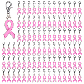 100шт сплава эмали подвески украшения, Сплав с застежками когтя омара, очарование ленты осведомленности